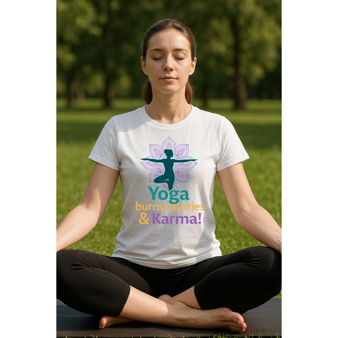 Yoga Burns Calories & Karma™ - Spiritual Yoga T-Shirt for Women