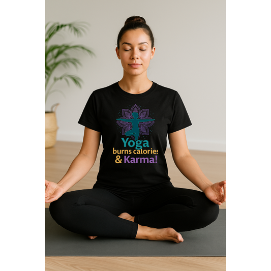Yoga Burns Calories & Karma™ - Spiritual Yoga T-Shirt for Women